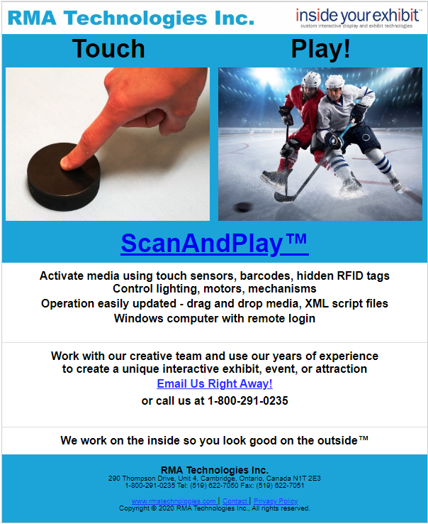 Activate media using touch sensors, barcodes, hidden RFID tags, ScanAndPlay